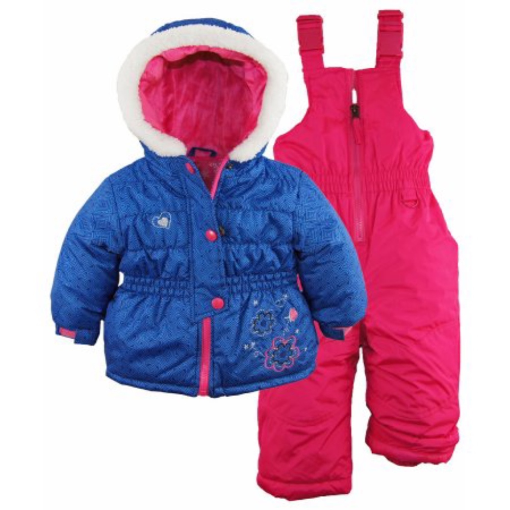 Rugged Bear 3T Girls Blue/Pink Floral Snowsuit